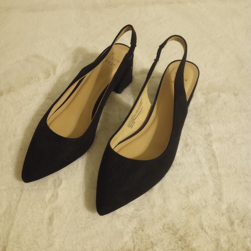 a new day Black Slingback Block Heels
